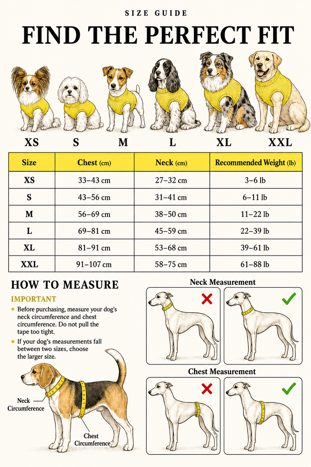 鱼尾巴救生衣 Size guide